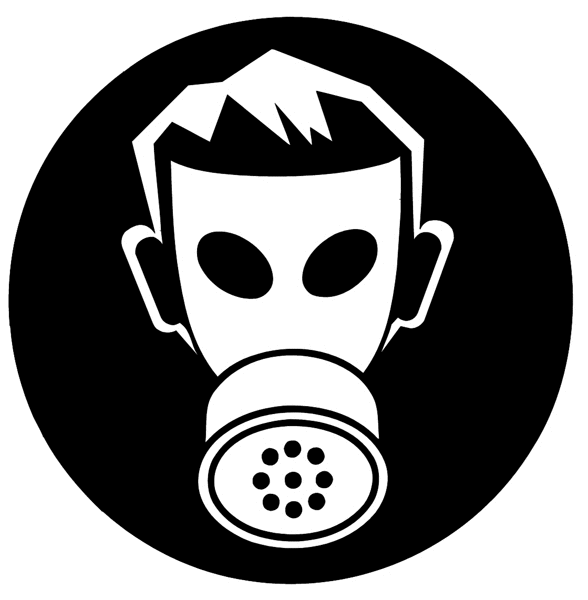 Gas mask vinyl sticker. Customize on line. Environment Pollution Conservation 034-0077